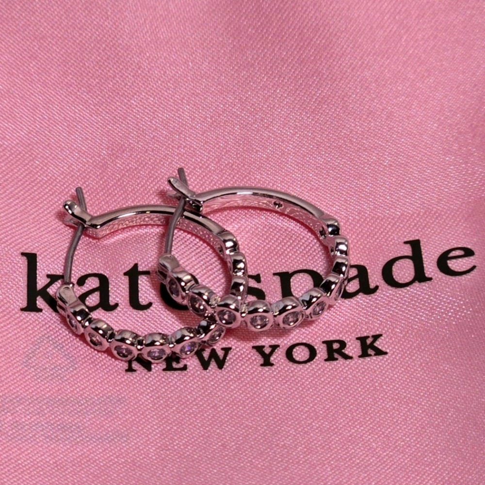 Kate Spade Full Circle Huggies with CZ in Silvertone NWT and Includes Dustbag